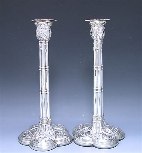 Pair Of George Iii Antique Silver Candlesticks Made In 1772 William