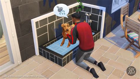 A Man Is Washing His Dog In The Bathtub With A Thought Bubble Above It