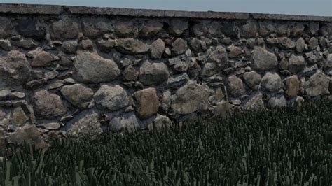 3d Model Stonewall 3d Model Stone Wall With Grass Vr Ar Low Poly