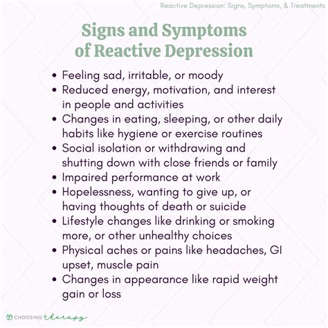 Reactive Depression Signs Symptoms Treatments