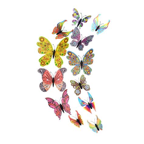 12pcs Pvc 3d Butterfly Wall Decor Cute Butterflies Wall Stickers Art