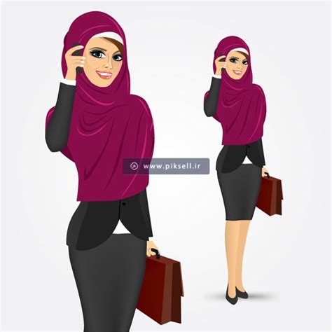 وکتور کاراکتر کارتونی دختر با حجاب اسلامی