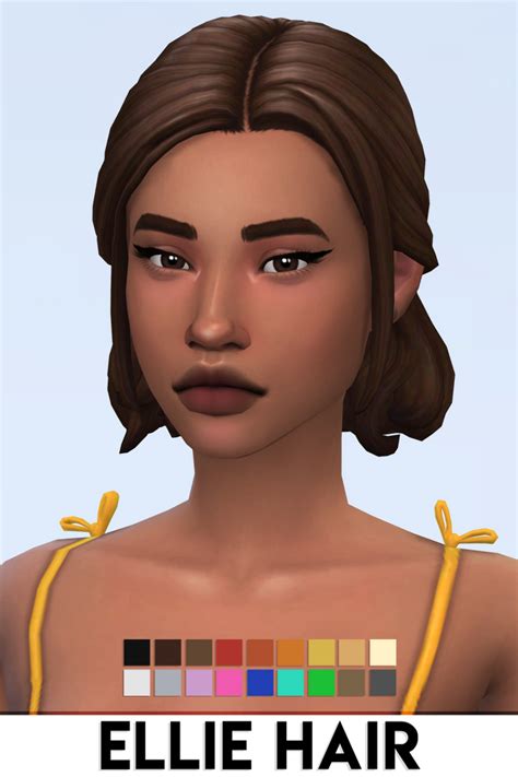 Sims 4 Hairs ~ Ellie Simple Skysims 120 Hair Retextured Cloud Hot Girl