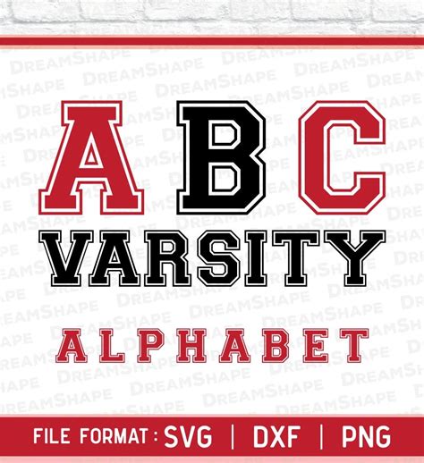 Svg Fonts Varsity Dxf Png Alphabets Letters Cuttable Font