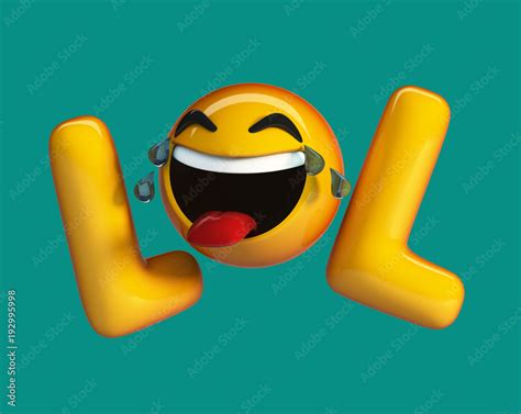 Lol Emoji Internet Slang Acronym With Laughing Emoticon 3d Rendering