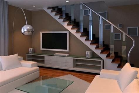 Living Room Interior With Stairs To The Second Floor Polytrendy