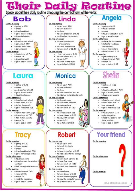 Improve your vocabulary by learning these daily activity words and expressions. Their Daily Routine worksheet - Free ESL printable ...