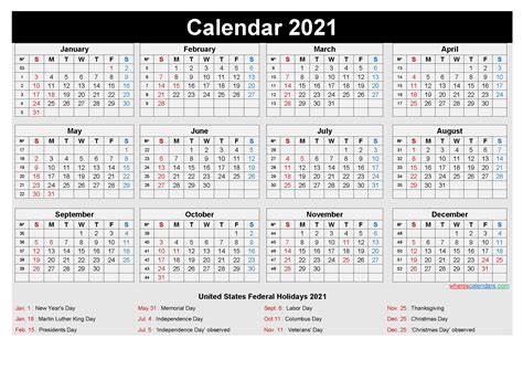 Free 2021 calendars which you could obtain, customise, and print. Free Printable Yearly 2021 Calendar with Holidays as Word, PDF