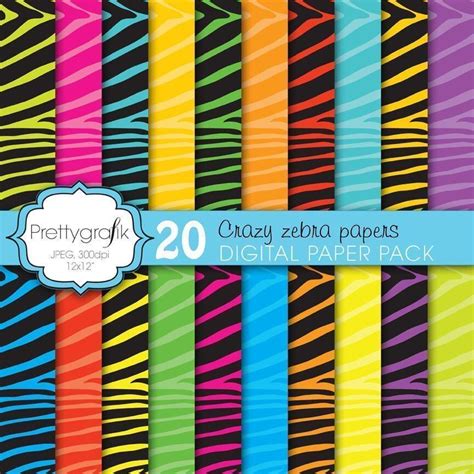 20 Zebra Print Digital Paper Pack Commercial Use