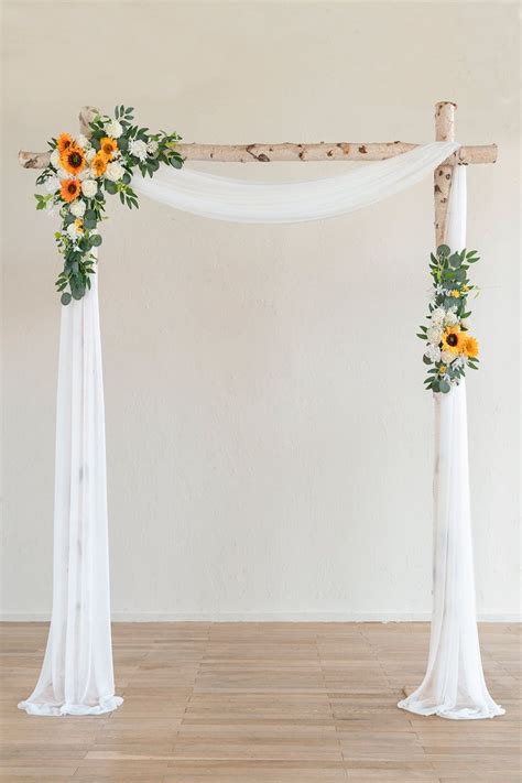 2pcs Flower Arch Décor With Sheer Drape Pack Of 3 Bright Sunflower