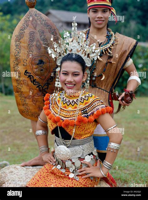 Iban Women Dressed In Traditional Costume Sarawak Malaysia Stock Photo Alamy