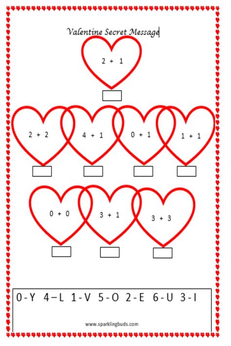 Valentine's day math activity : Secret message - sparklingbuds