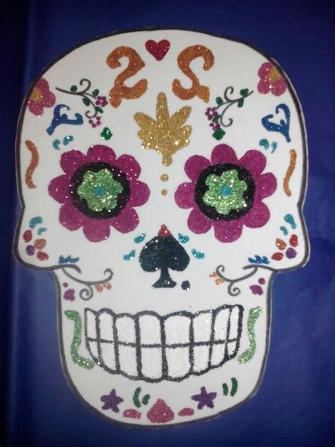 Calavera De Foamy Decorada Con Diamantina Hecha A Mano Calaveras Dia