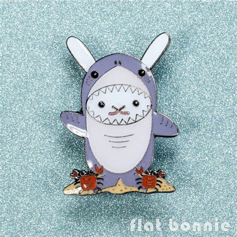 Are You Here For The Super Secret Friends Club Meeting Shark Bunny Enamel Pin Now Available