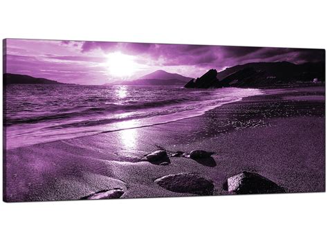 Cheap Purple Canvas Pictures Of A Beach Sunset