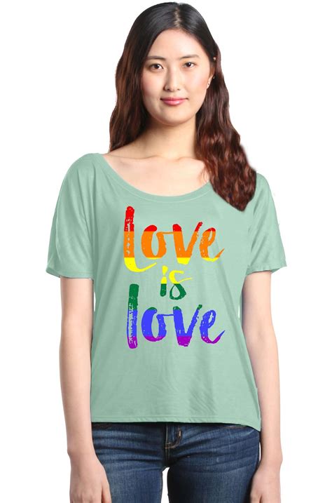 Love Is Love Women`s Slouchy T Shirt Gay Pride Rainbow Equal Rights Lgbt Tee Ebay