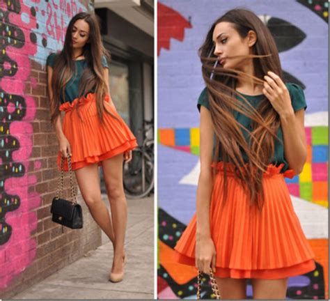 Skirt Orange Pleated Skirt Wheretoget