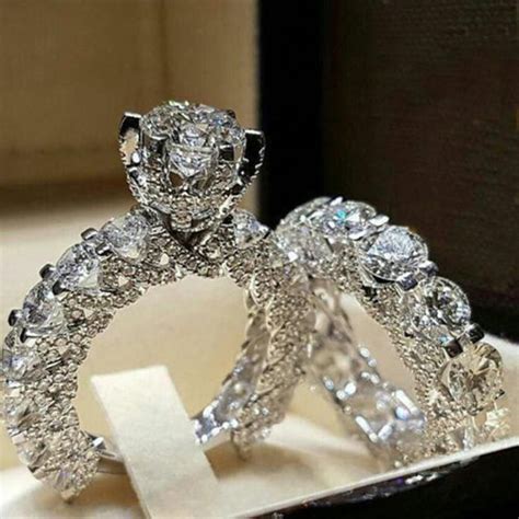 2020 full crystal ring diamond couple rings set bride wedding jewelry fashion t will and