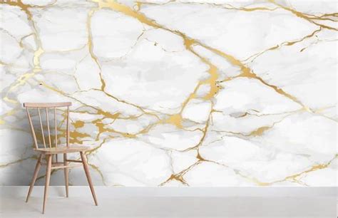 3d Marble Texture Wallpaper Jazz White Wall Mural Gold Wall Etsy