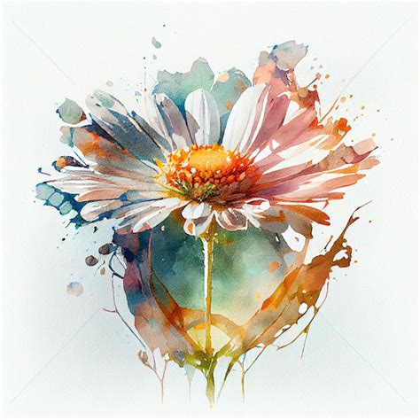 Premium Photo Abstract Double Exposure Watercolor Daisy Flower
