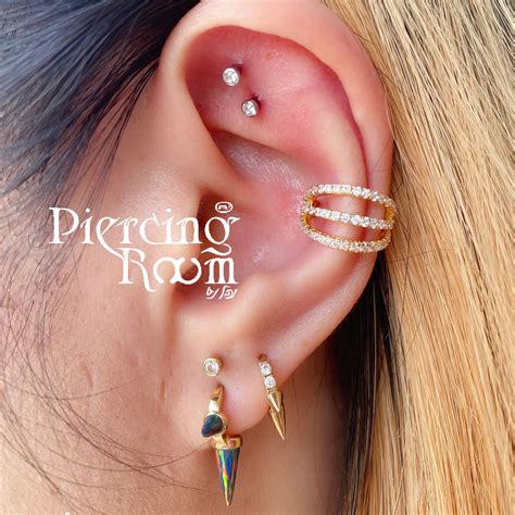 Tri Curved Cz Clicker Conch Earring Cz Hoop Piercing Cartilage