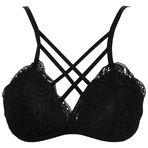 buy strap lace sexy women casual lace bralette padded criss cross strips bra