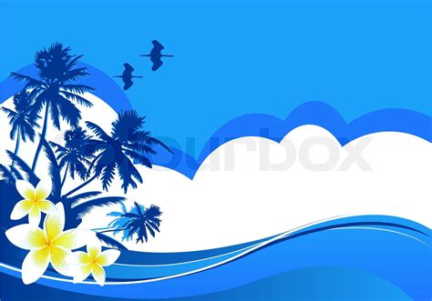 Summer Motto Strand Illustration Hintergrund Mit Platz Für Text Stock