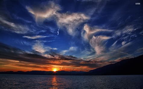 Sunset Mountain Lake And Clouds Wallpapers Sunset Mountain