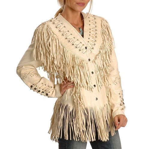 New Western Womens Cow Leather Jacket With Fringe And Bone All Size By