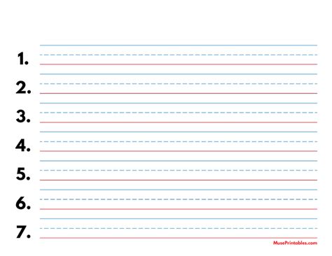 Numbered Lined Paper Template Printable Pdf Form Handwriting Paper