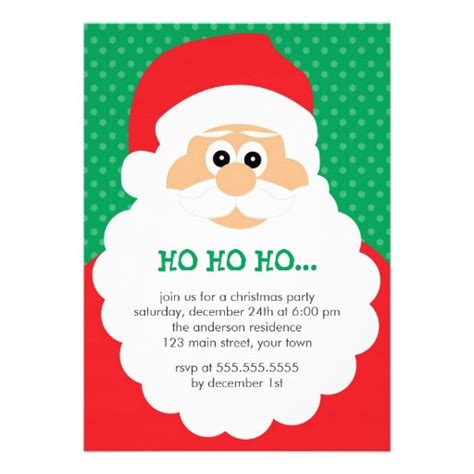 Cute Santa Christmas Party 5x7 Paper Invitation Card Zazzle