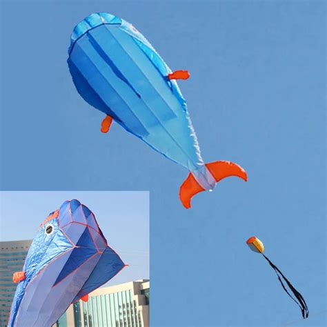 buy 3d huge soft parafoil giant dolphin blue kite 30m handle line outdoor