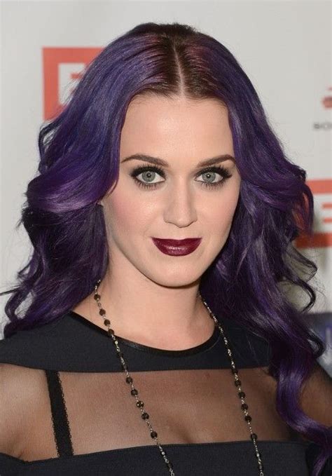 Katy Perry Long Wavy Purple Hairstyle Katy Perry Hair Color Indigo