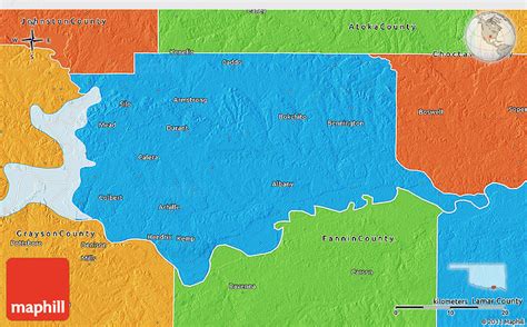 Political 3d Map Of Bryan County