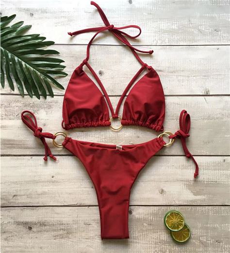 Wholesale Brand Sexy Triangle Bikinis Women Push Up Brazilian Bikini Set Swimwear Bandage