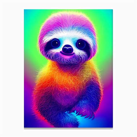 Neon Sloth Art Print By Gloria Sánchez Art Fy