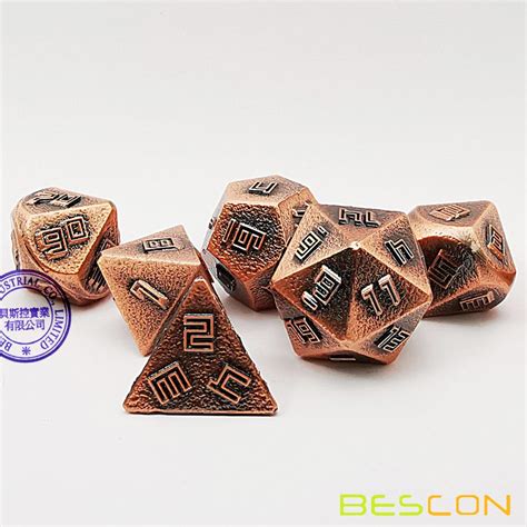 Bescon Copper Ore Lode Solid Metal Dice Set Raw Metal Polyhedral Dandd