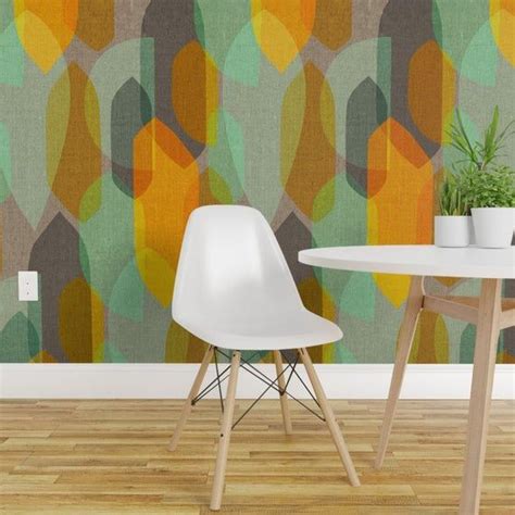 Mid Century Modern Wallpaper Mid Century Colour Blocks By Etsy Mid