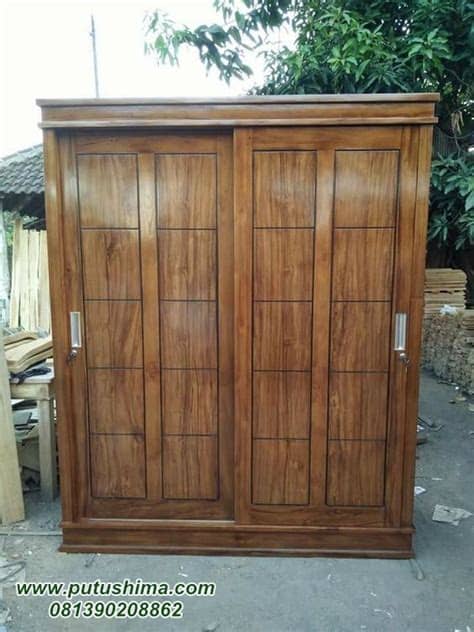 Lemari meja kursi kamar set. Lemari Pakaian Jati Sliding Minimalis | Putushima Furniture