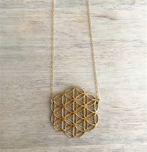 Flower Of Life Necklace Sacred Geometry Flower Of Life Gold Etsy