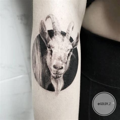 Goat Tattoo By Goldyz Realism Tattoo Cute Shoulder Tattoos Tattoos
