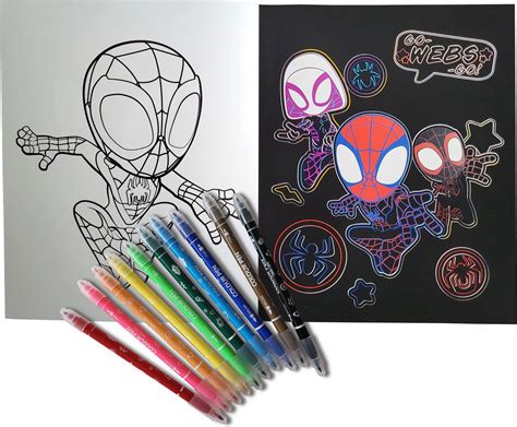 Marvel Spiderman Kleurboek Met 14 Kleurplaten En 14 X Scratch Art In