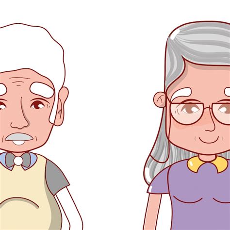 Abuelos Lindos Pareja De Dibujos Animados Vector Premium