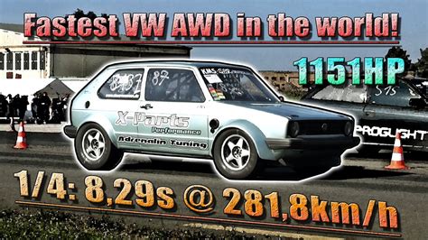 New Vw Awd World Record 16vampir Golf Mk1 Awd 1151hp 829s 281kmh