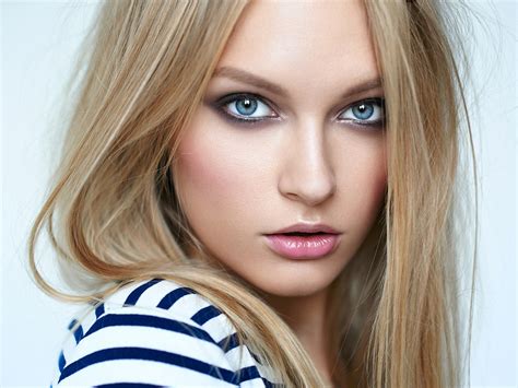 Blonde Blue Eyes Women Model Face Long Hair Images