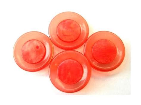 6 Vintage Buttons Red Circle With Translucent Red Circle Around It