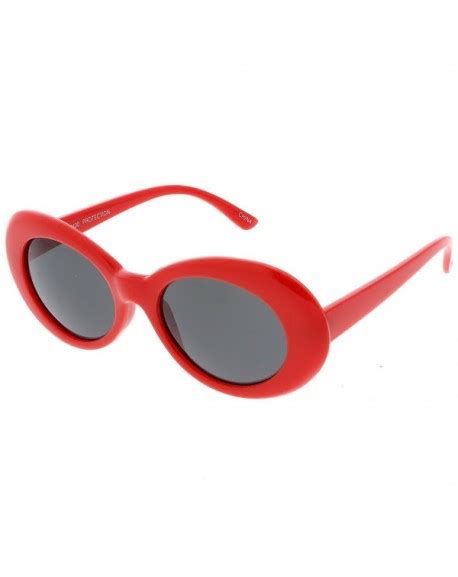 bold retro oval mod thick frame sunglasses clout goggles with round lens 51mm red smoke