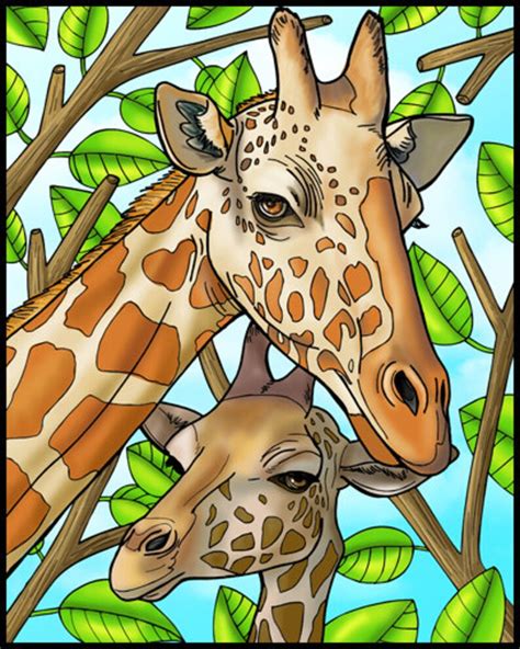 Giraffe Adult Coloring Book Page Printable Instant Download Etsy