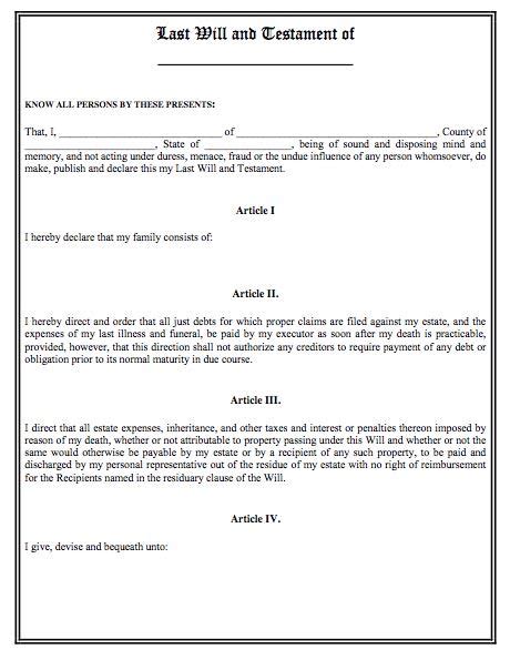 Last will and testament templates (word). Last Will And Testament Template | Real Estate Forms ...