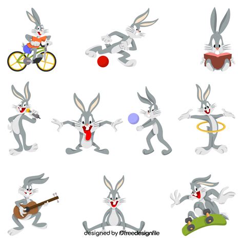Bugs Bunny Cartoon Images Set Vector Free Download